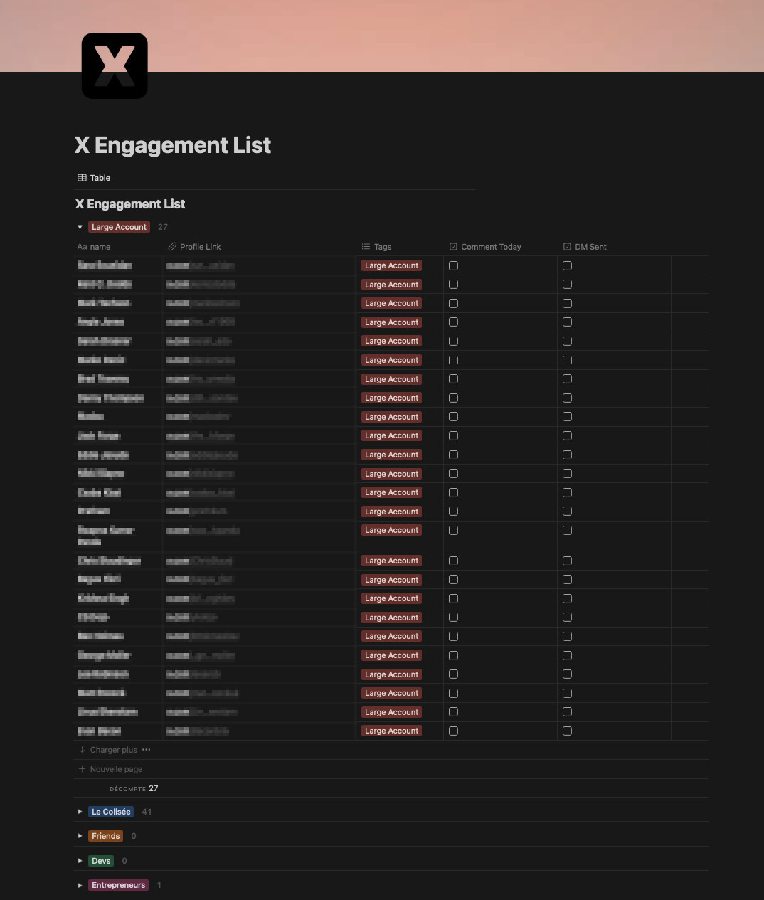 Engagement List