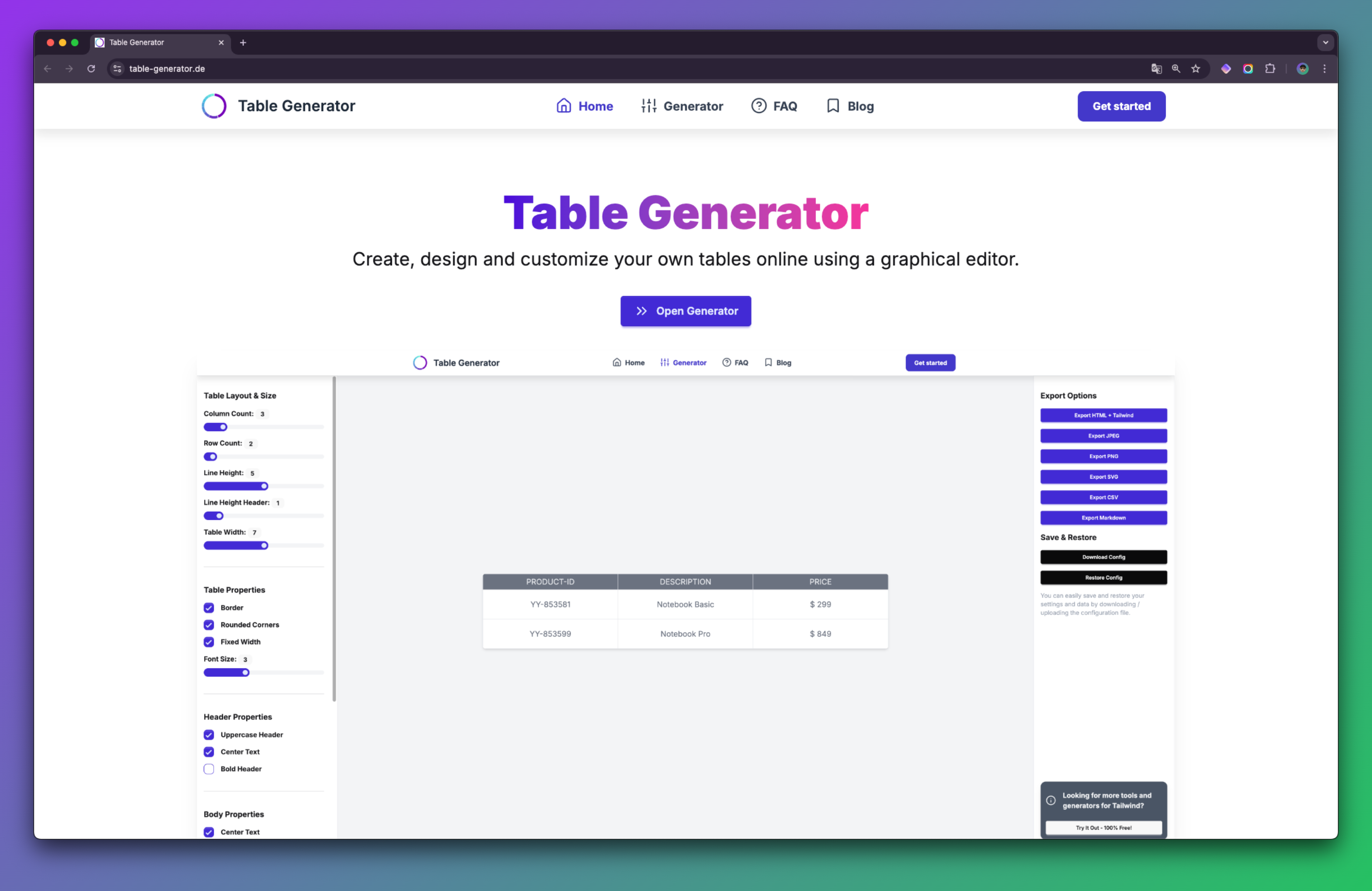 Table Generator