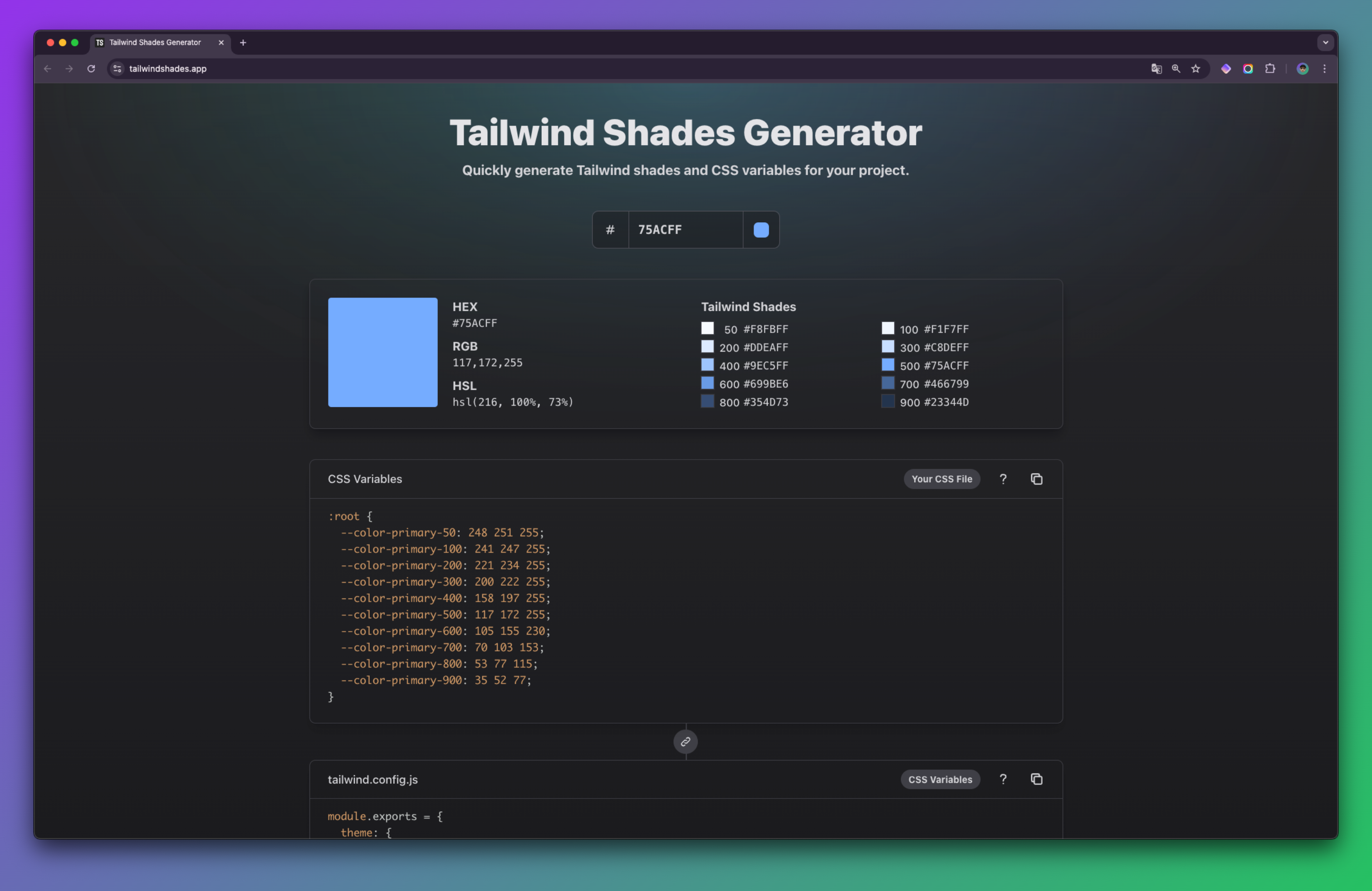 Shades Generator